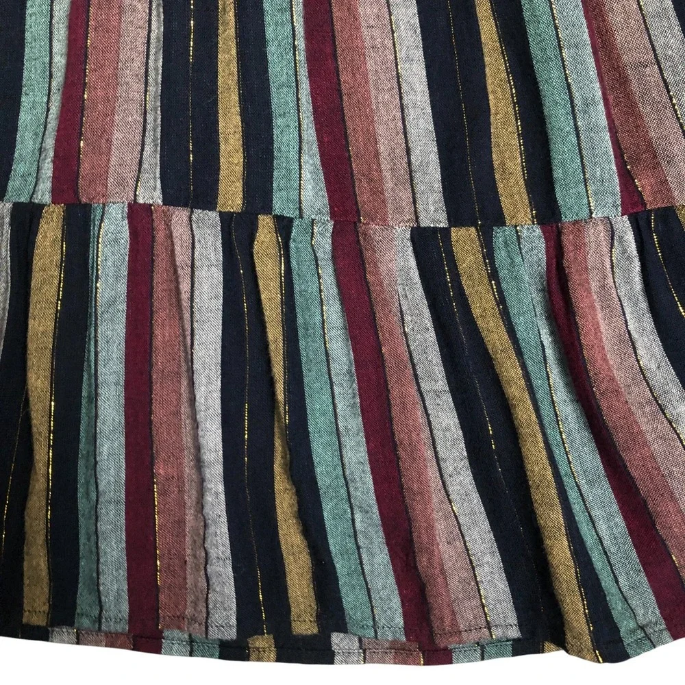 VELVET By Graham & Spencer‎ Viscose Linen Boho Stripe Sleeveless Dress S $189